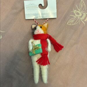 Wondershop Cat Ornament with Red Scarf